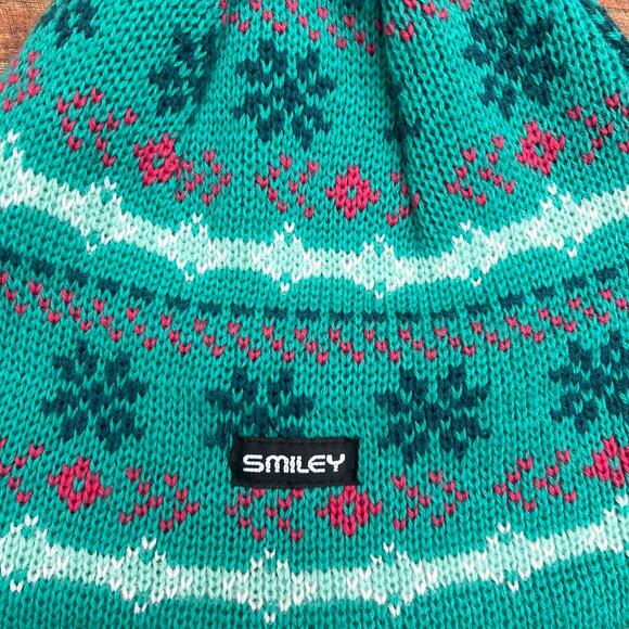 Vintage Fair Isle Wool Beanie USA Made Ski Hat Green Fleece Lined Tassel Knit - Picture 9 of 10